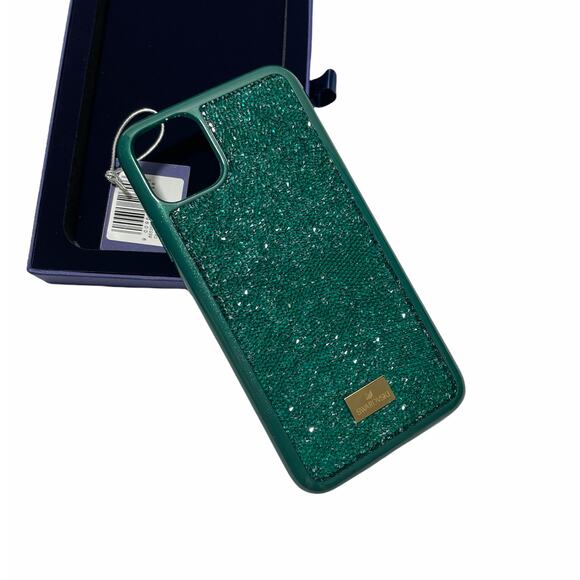 Swarovski Authentic Glam Rock Smartphone Case Phone 11 Pro Green - Picture 1 of 4